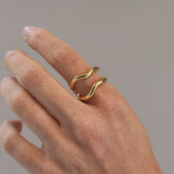 Ripple Double Ring, 18K Goldplated