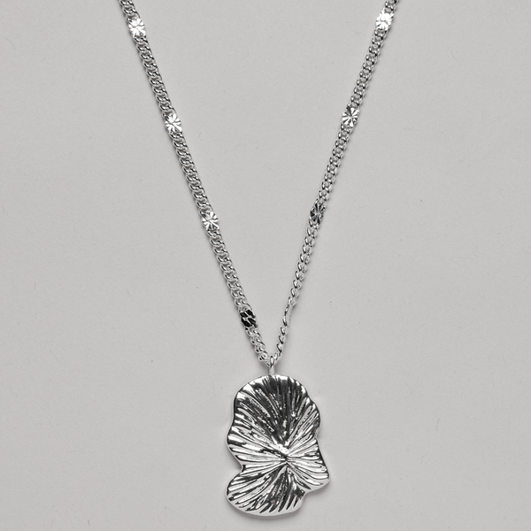 Fingerprint Statement Necklace, 925S Sterling silver plated, 45 cm + 5 cm extender