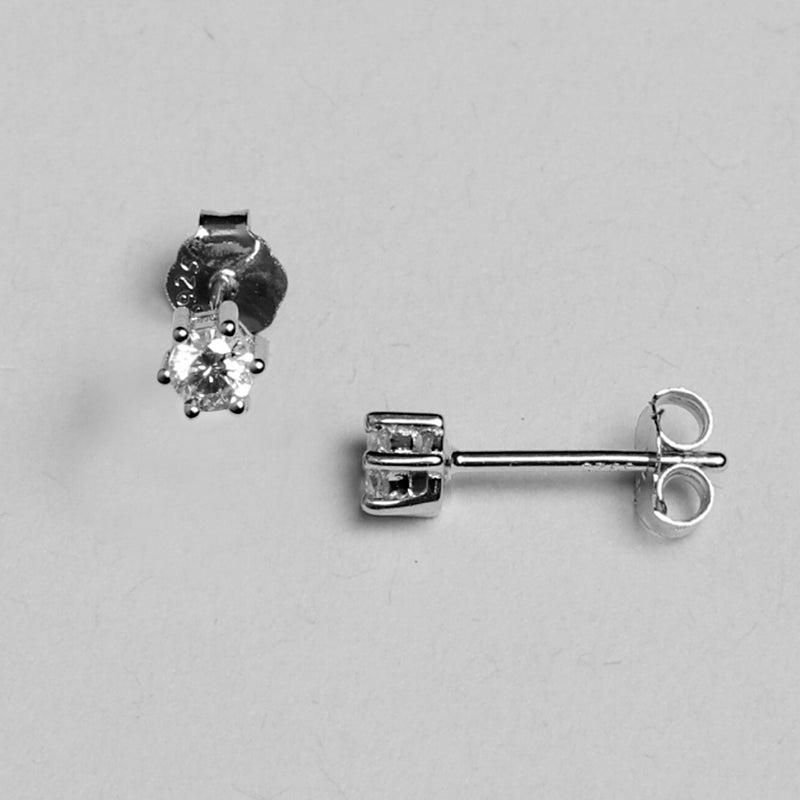 Earstick with CZ, 925S Sterling silver + Rhodium plated, 3, 5, 8 mm - 1 pcs